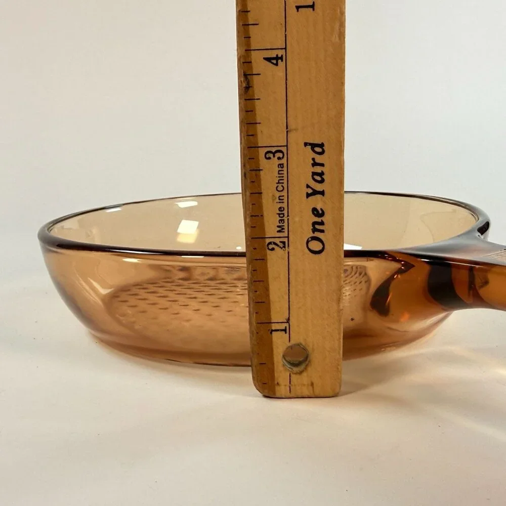 Vintage Vision Corning Ware 7” Skillet Frying Pan Amber Waffle Bottom NO Lid